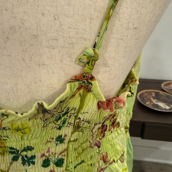 RAVIYA | Green Pattern Spaghetti Strap Mini Sundress Large - Picture 4 of 5